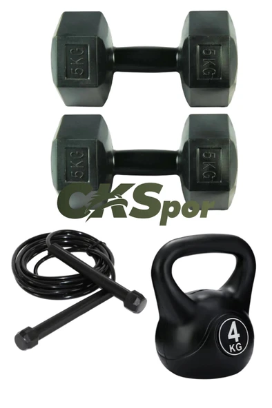 Arbentedarik Dambıl Seti 2x5 Kg + Atlama İpi + 4 Kg Kettle Bell Seti – Evde Fitness İçin Uygun ürün görseli