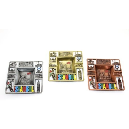 İstanbul Temalı Yöresel Metal Küllük Kare ürün görseli