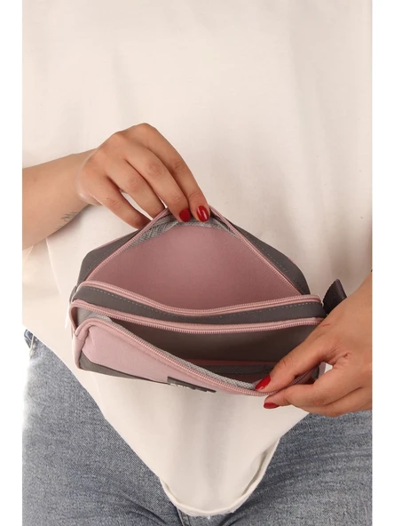 Relaxion Gül Kurusu İki Gözlü Krinkıl Kumaş Kalem Çantası Kalemlik (173) - Resim 4