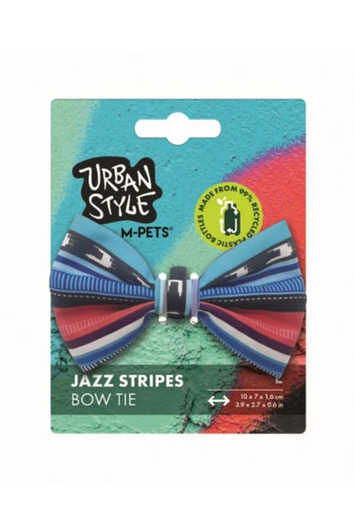 M-PETS Urban Style Jazz Stripes Kedi ve Köpek Papyonu L (10 cm) ürün görseli