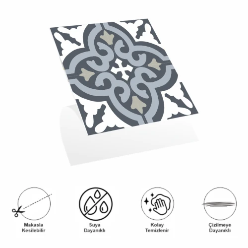 DecoHandy  Pvc Duvar Karosu 30x30cm 4'lü Paket - Çini Desen  0,36m2 - Resim 2