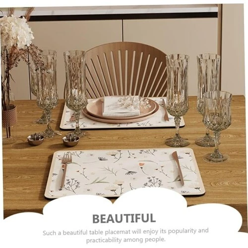 Çiçekli Kaymaz Servis Matı - Resim 3