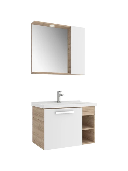 Kale Mare Banyo Dolabı Takımı 80 cm Beyaz-Meşe