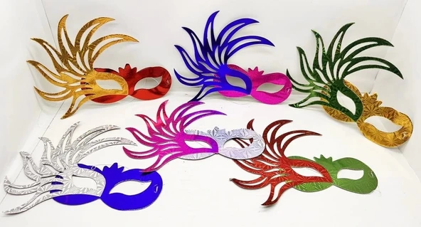 CEYLAN ADAM   Rengarenk Kağıt Malzemeden İmal Parti Balo Maskesi 6 Adet ürün görseli