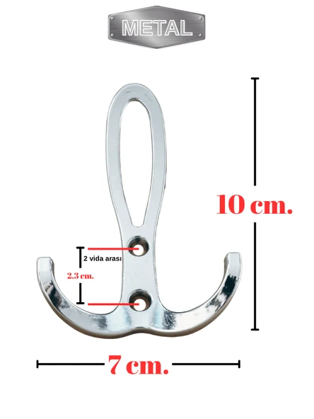 Metal Okyanus Krom Portmanto Askısı Duvar Tipi – 5’li - Resim 3