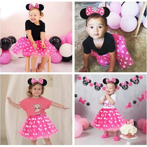 Pembe Fiyonklu Minnie Mouse Tacı - Resim 5