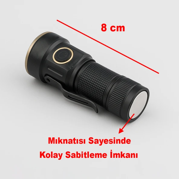 30W 800 Lümen Usb Şarjlı Ledli Kamp Taktik El Feneri Su Geçirmez Metal Gövde Araç Yüksek Işık Gücü - Resim 3