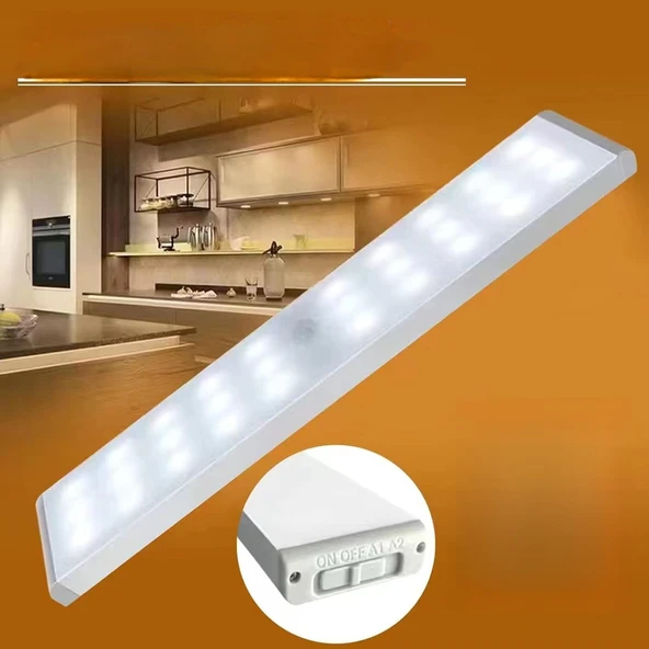 30 LED HAREKET SENSÖRLÜ 20 CM DOLAP İÇİ MUTFAK KORİDOR MERDİVEN AYDINLATMA IŞIĞI LED IŞIK