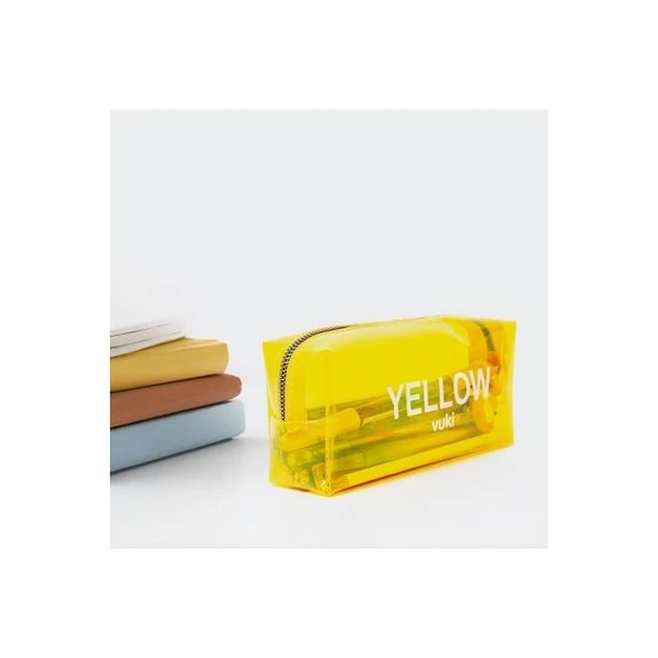VUKI SEFFAF KALEM CANTASI SARI VK-0096-05 ürün görseli