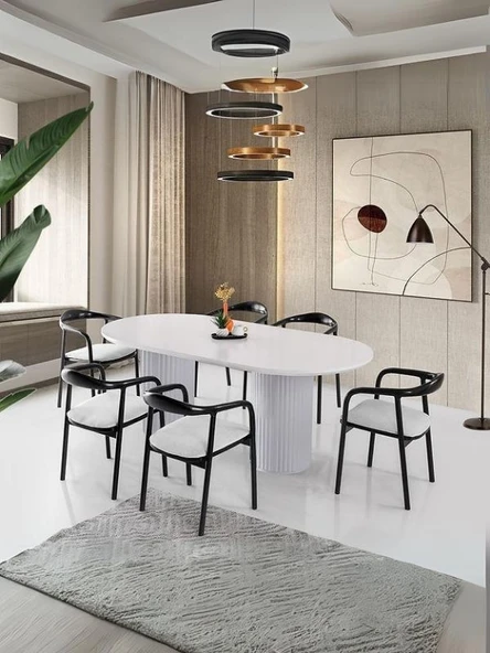 Lucca Ahşap Masa Sandalye Takımı 90x200 ürün görseli 1