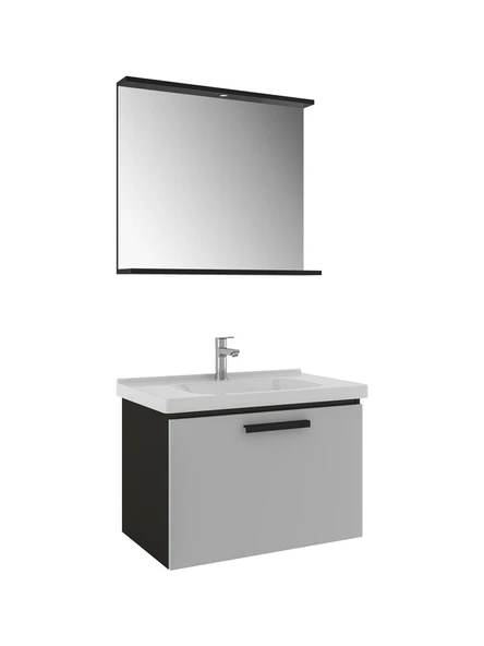 Kale Gris Banyo Dolabı Takımı 80 cm Siyah-Gri