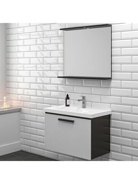 Kale Gris Banyo Dolabı Takımı 80 cm Siyah-Gri - 2