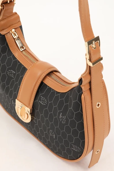 Levidor Siyah Camel  Kadın El ve Omuz Çantası 930211 - Resim 4