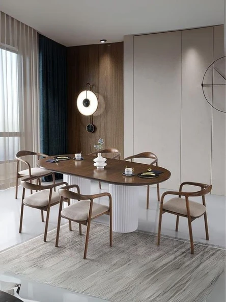 Lucca Ahşap Masa Sandalye Takımı 90x200 - Resim 9