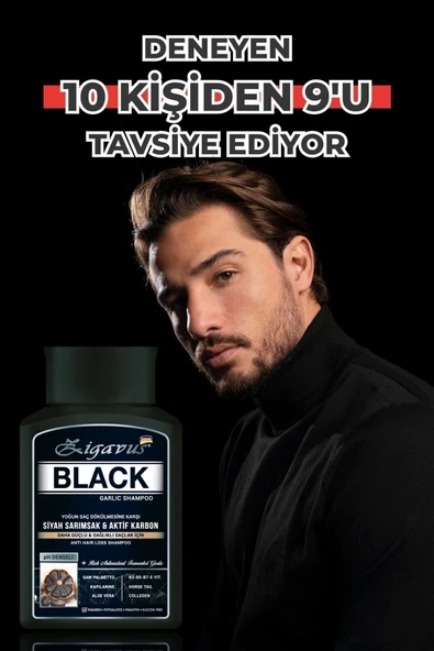 Zigavus Black - Siyah (Kara) Sarımsaklı - Aktif Karbonlu Şampuan 300 ml 3 Al 2 Öde 8699349130763 - 8