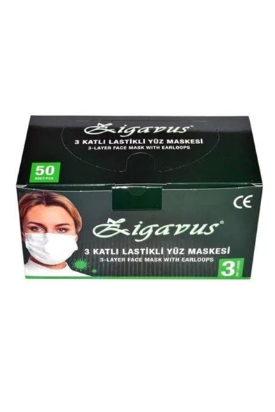 Zigavus Zıgavus 3 Katlı Lastıklı 50 Yuz Maskesı ürün görseli 1
