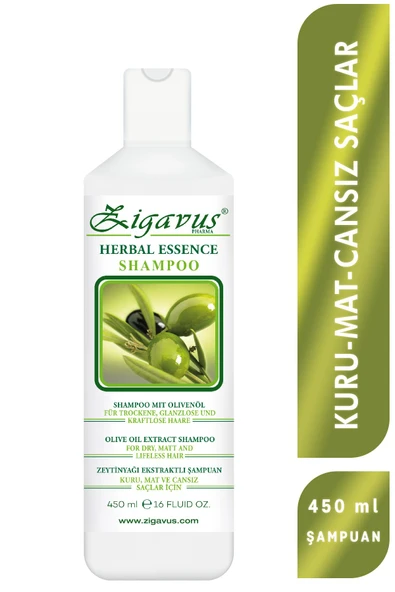 Zigavus Kuru Mat ve Cansız Saçlar İçin Zeytinyağı Ekstraklı Şampuanı 450 ml 8699349130350