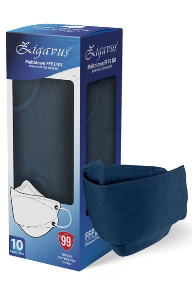 Zigavus 10'lu F95 Lacivert Kore Tipi Yüksek Filtrasyon Premium Maske ürün görseli 1