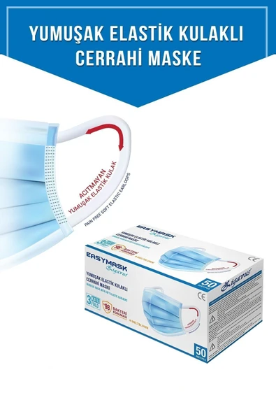 Zigavus Yumuşak Elastik Kulaklı Cerrahi Maske 3 Katlı 50 Adet - Resim 3