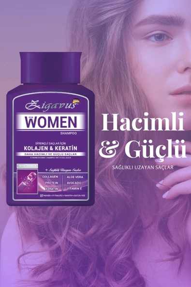 Zigavus Women Kolajen - Keratin Şampuan 300 ml - Sağlıklı Uzayan Saçlar  8699349130671 - Resim 2