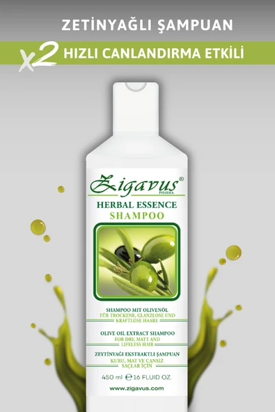 Zigavus Kuru Mat ve Cansız Saçlar İçin Zeytinyağı Ekstraklı Şampuanı 450 ml 8699349130350 - 2