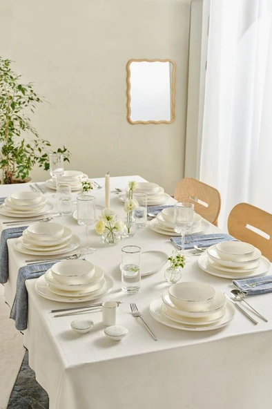 Red Carpet Collection Stream Bone Merope 53 Parça 12 Kişilik Yemek Takımı Platin - 7