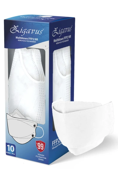 Zigavus Yüksek Filtrasyonlu Kore Tipi F95 Beyaz Renk Maske 10 Adet ürün görseli 1
