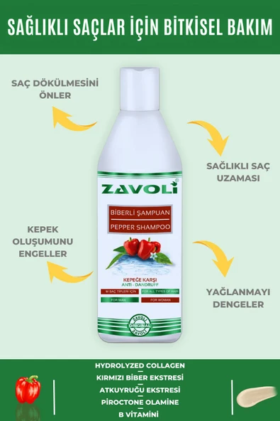 Zavoli Kepeğe Karşı Bitkisel Şampuan Biber Özlü Şampuan - 1