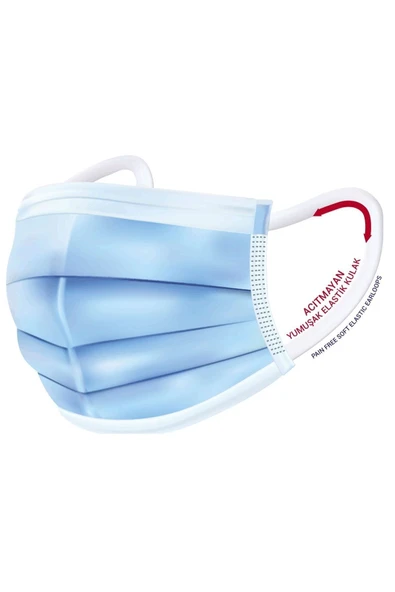 Zigavus Yumuşak Elastik Kulaklı Cerrahi Maske 3 Katlı 50 Adet - Resim 2