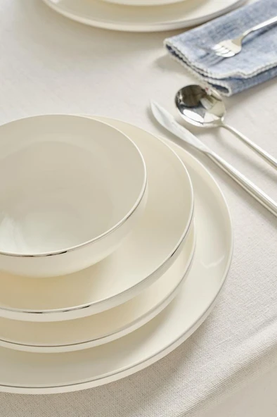 Red Carpet Collection Stream Bone Merope 53 Parça 12 Kişilik Yemek Takımı Platin - 3