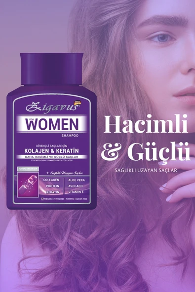 Zigavus Women Kolajen - Keratin Şampuan 300 ml 3 Al 2 Öde - Sağlıklı Uzayan Saçlar  8699349130695 - 2