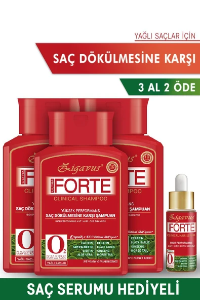Zigavus Forte Yağlı Saçlar Için Saç Dökülmesine Karşı Şampuan 3 Adet Ve Dökülme Karşıtı Serum - 1