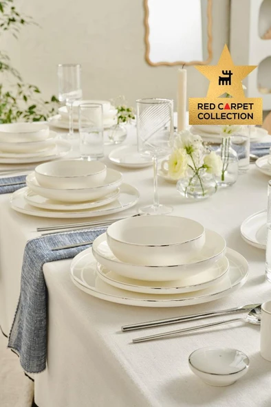 Red Carpet Collection Stream Bone Merope 53 Parça 12 Kişilik Yemek Takımı Platin
