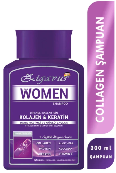 Zigavus Women Kolajen - Keratin Şampuan 300 ml - Sağlıklı Uzayan Saçlar  8699349130671 ürün görseli 1