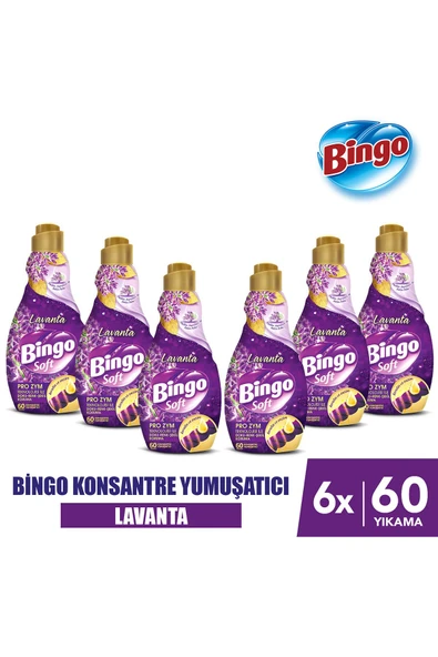 BİNGO Soft Konsantre Çamaşır Yumuşatıcısı Lavanta 1440 ml X 6 Adet