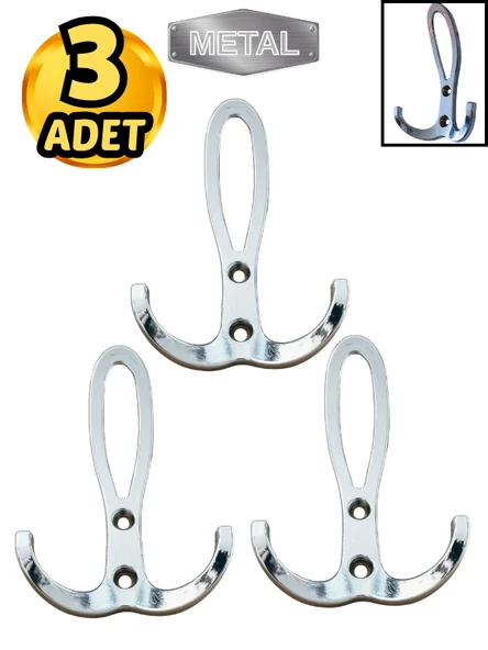 Metal Okyanus Krom Portmanto Askısı Duvar Tipi – 3’lü ürün görseli