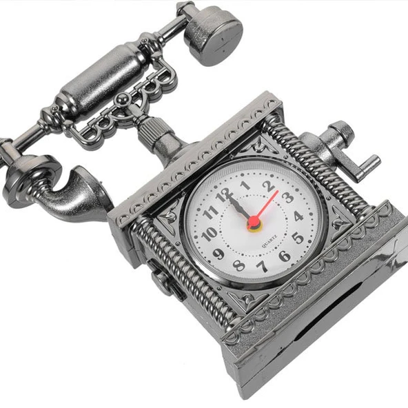 Vintage Telefon Tasarımlı Masa Saati - Resim 2