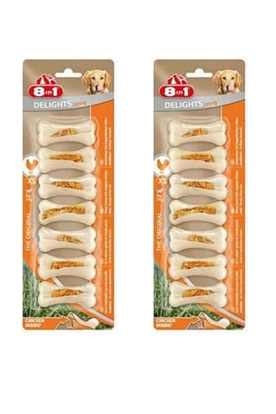 8in1 Delights Strong Tavuklu Köpek Ödül Kemiği (XS) 140Gr X 2 Adet - 1