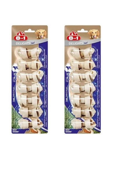 8in1 Delights Beef Bones Biftekli Düğümlü Köpek Ödül Kemiği (XS) 84Gr X 2 Adet - 1