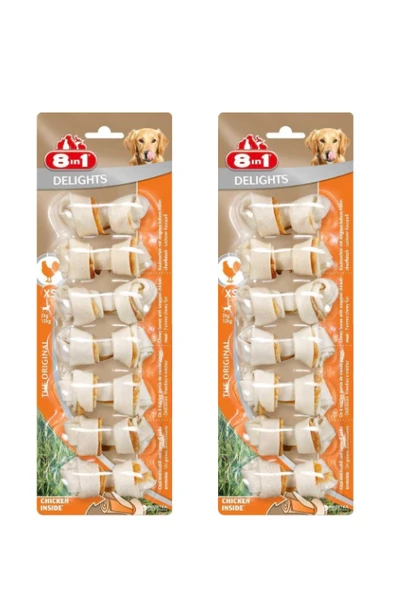 8in1 Delights Bones Tavuklu Düğümlü Köpek Ödül Kemiği (XS) 84Gr X 2 Adet - 1