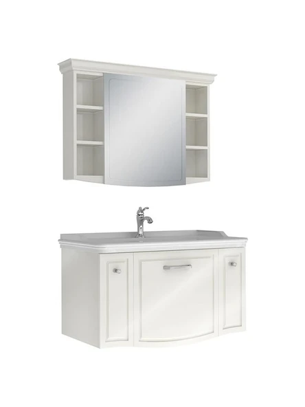Kale Arte+ Banyo Dolabı Takımı 100 cm Parlak Beyaz (Krom Kulp)