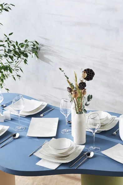Square Bone Lucia 60 Parça 12 Kişilik Yemek Takımı Platin - 2