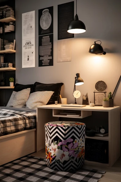 Juno Etnico Etnik Desenli Puf - Resim 5