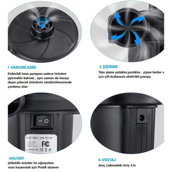 İki Yönlü Elektrikli Hava Pompası - Resim 3