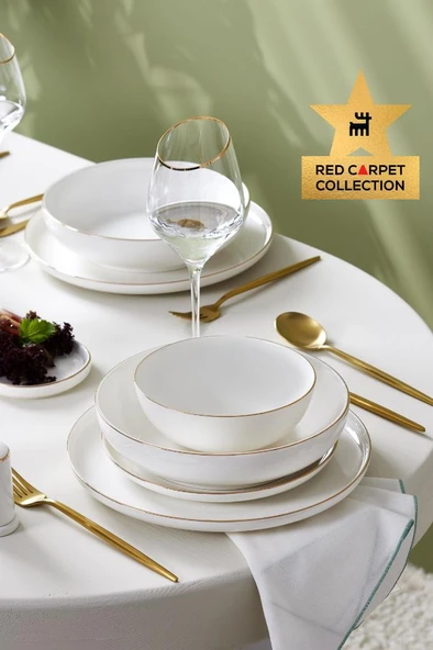 Red Carpet Collection Stream Bone Favaro 60 Parça 12 Kişilik Yemek Takımı Gold