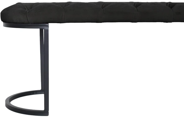 Elisse Siyah Metal Ayaklı Bench Puf - Resim 4