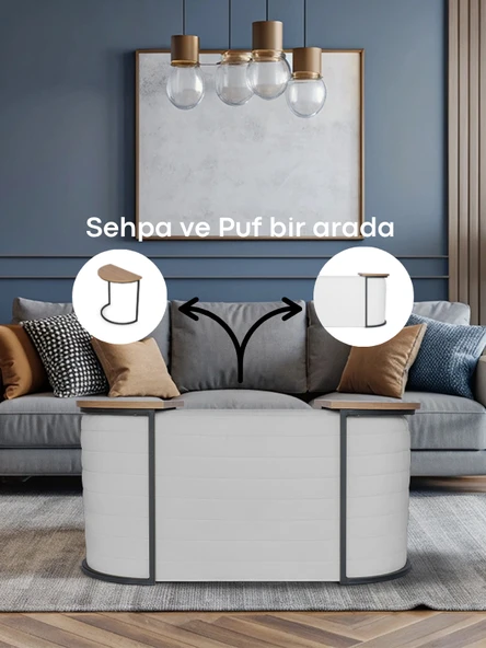 Frida Foksiyonel Sehpalı Puf ürün görseli