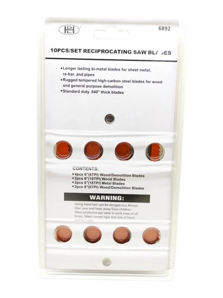 Nalburkent Huidelong Tilki Kuyruğu Testere Bıçağı Seti Takımı 10'lu Ağaç Metal Kemik - 2