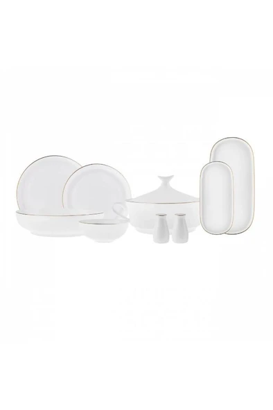 Red Carpet Collection Stream Bone Favaro 60 Parça 12 Kişilik Yemek Takımı Gold - 8