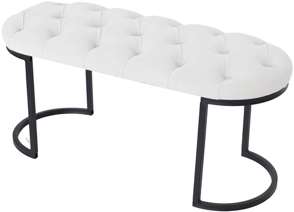 Elisse Siyah Metal Ayaklı Bench Puf - Resim 8